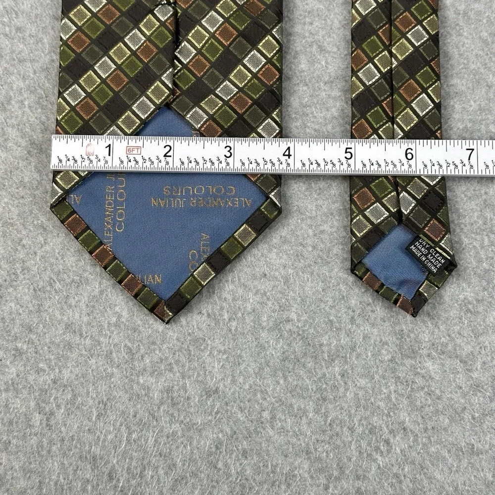 Alexander Julian Colours Tie Hanky Cufflinks Set Geometric Woven‎ Boxed 58x3.75
